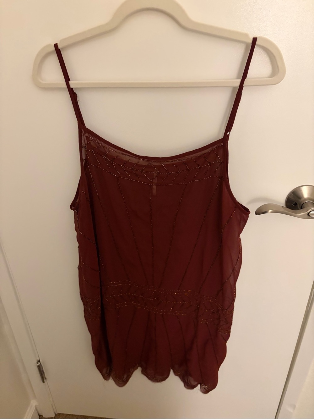 Free People Maroon Beaded Spaghetti Strap Camisole